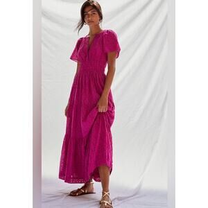 Anthropologie Maeve The Somerset Maxi Dress in pink/raspberry